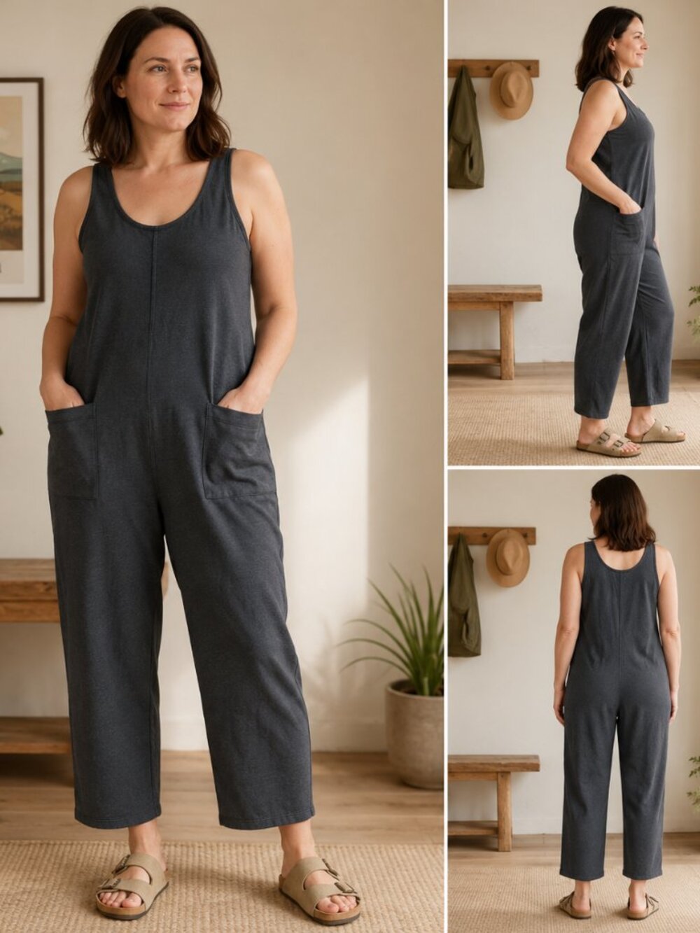 Patagonia Charcoal Gray Sleeveless Jumpsuit
